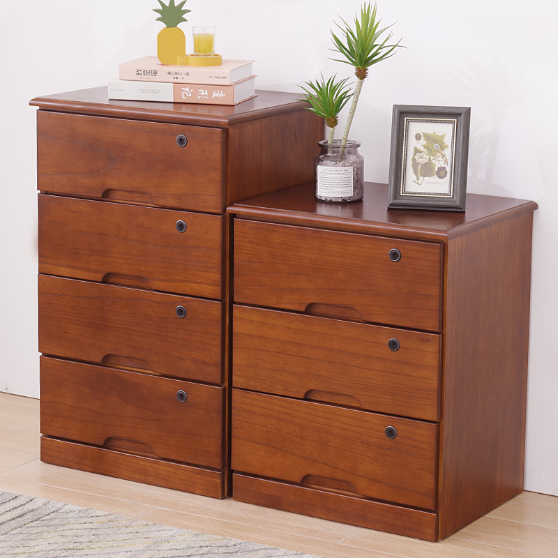 储物柜抽屉式收纳柜子带锁实木质文件柜矮柜50cm宽的桌下柜办公室