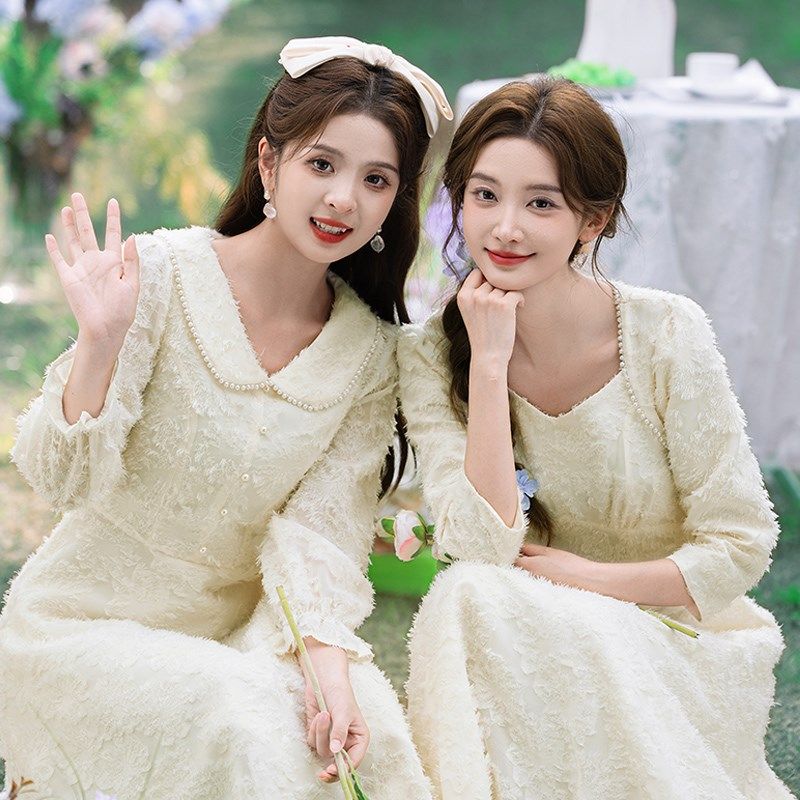 伴娘服女2024新款冬季姐妹团礼服小个子高级感旗袍平时可穿伴娘裙