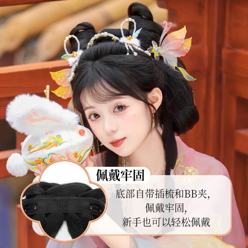 汉服假发一体式全套头饰兔子发髻古风发型发包盘发古装造型丸子头