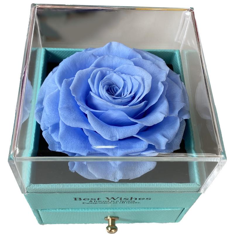 直销新款情人节礼物永生花玫瑰首饰礼盒玻璃罩成品云南花材