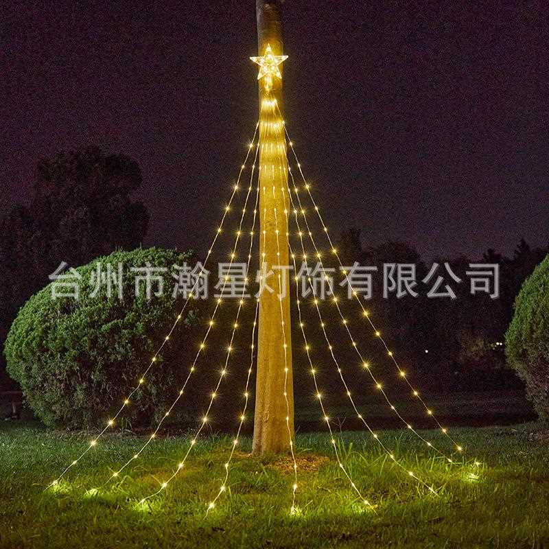 直销新款皮线灯现货LED 圣诞树五角星瀑布灯灯串庭院装饰新年春节