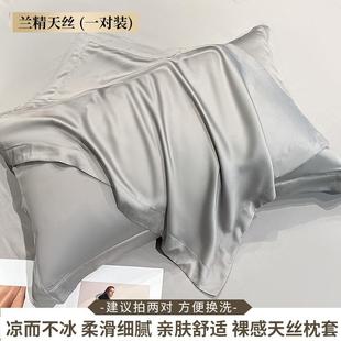 天丝枕套一对装 直销新款 家用真丝枕头套粉色高级感单人学生宿舍枕