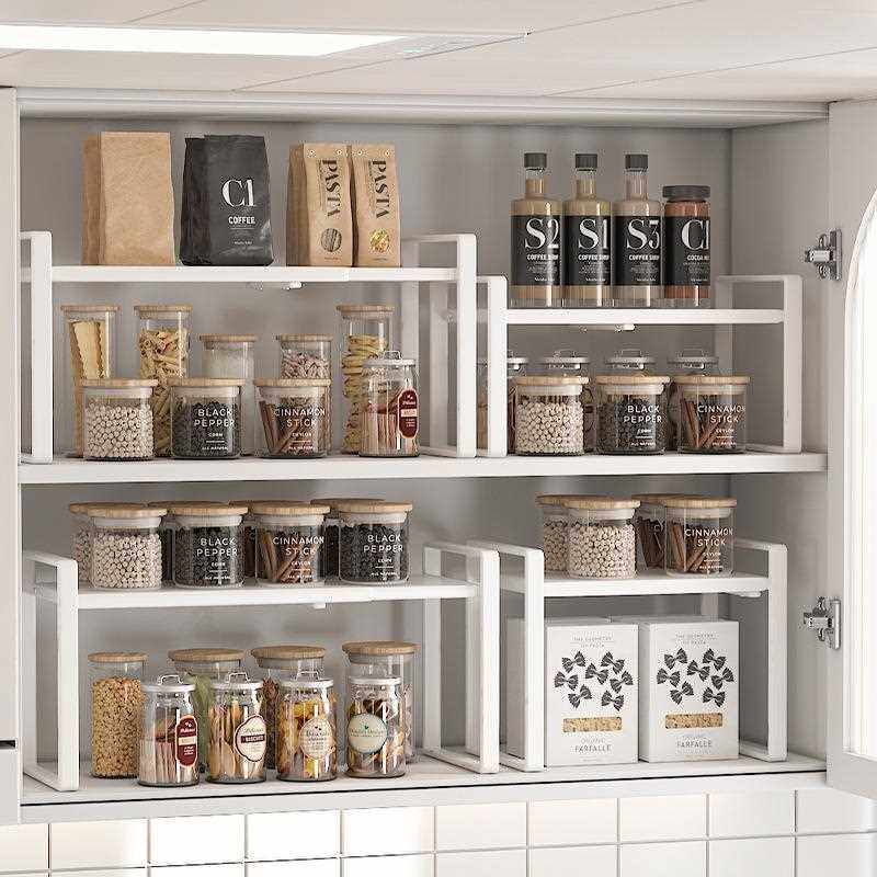 直销新款厨房柜子分层架置物架柜内隔板台面厨柜调料收纳锅架橱柜