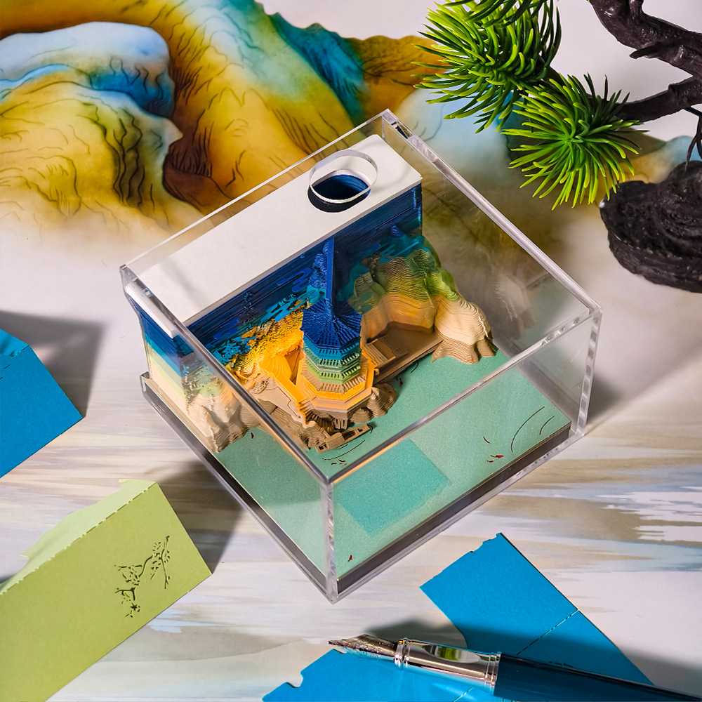 新款直销文创礼品3d立体便签本纸雕模型建筑纸砖故宫古风手撕便签