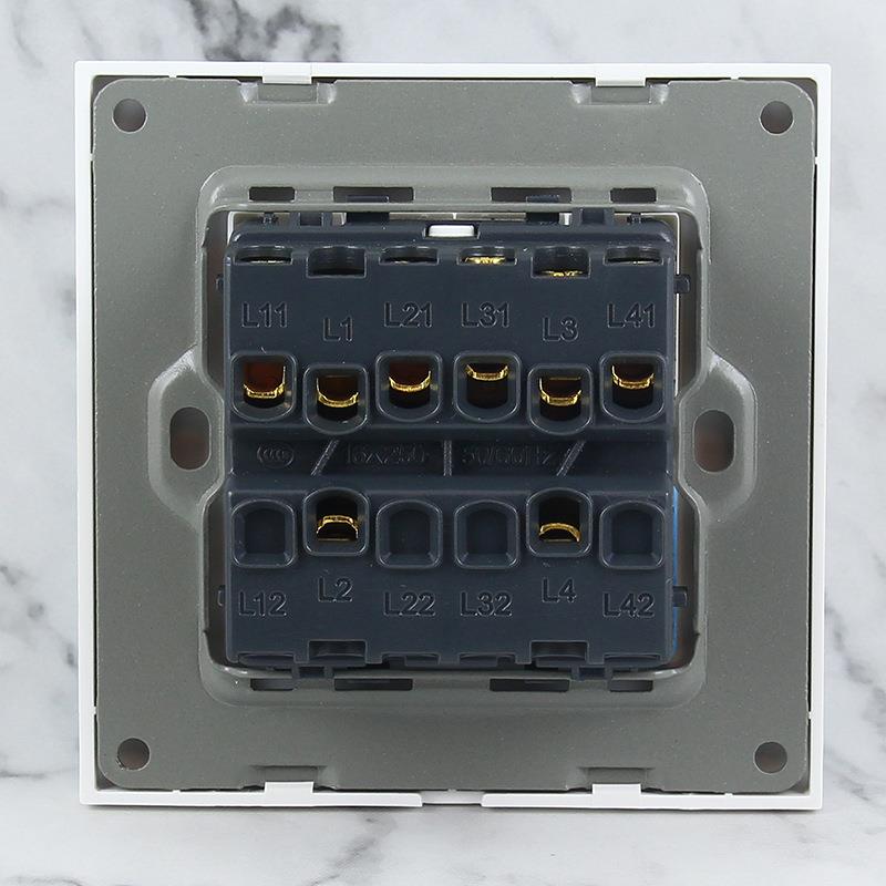 直销新款86型PC面板英式四位4开单墙壁开关 欧标德规法式通用四开