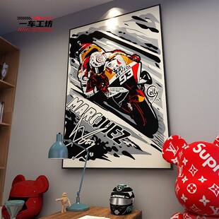 马奎兹摩托车挂画马奎斯motogp机车赛车壁画酒吧电竞房墙面装饰画