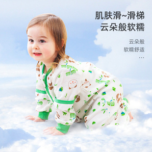 天竹棉纱布婴儿睡袋宝宝春秋款新生儿童睡觉防踢被子神器夏季薄款