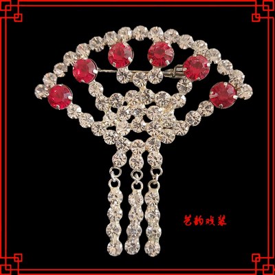 戏曲双光领花戏剧京剧水钻菱形蝴蝶扇型梅花胸花胸针舞台服装配饰