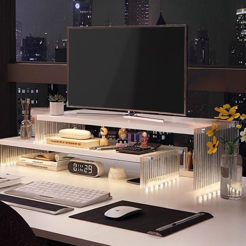 台式电脑屏幕增高架亚克力显示器支架办公室桌面收纳置物架