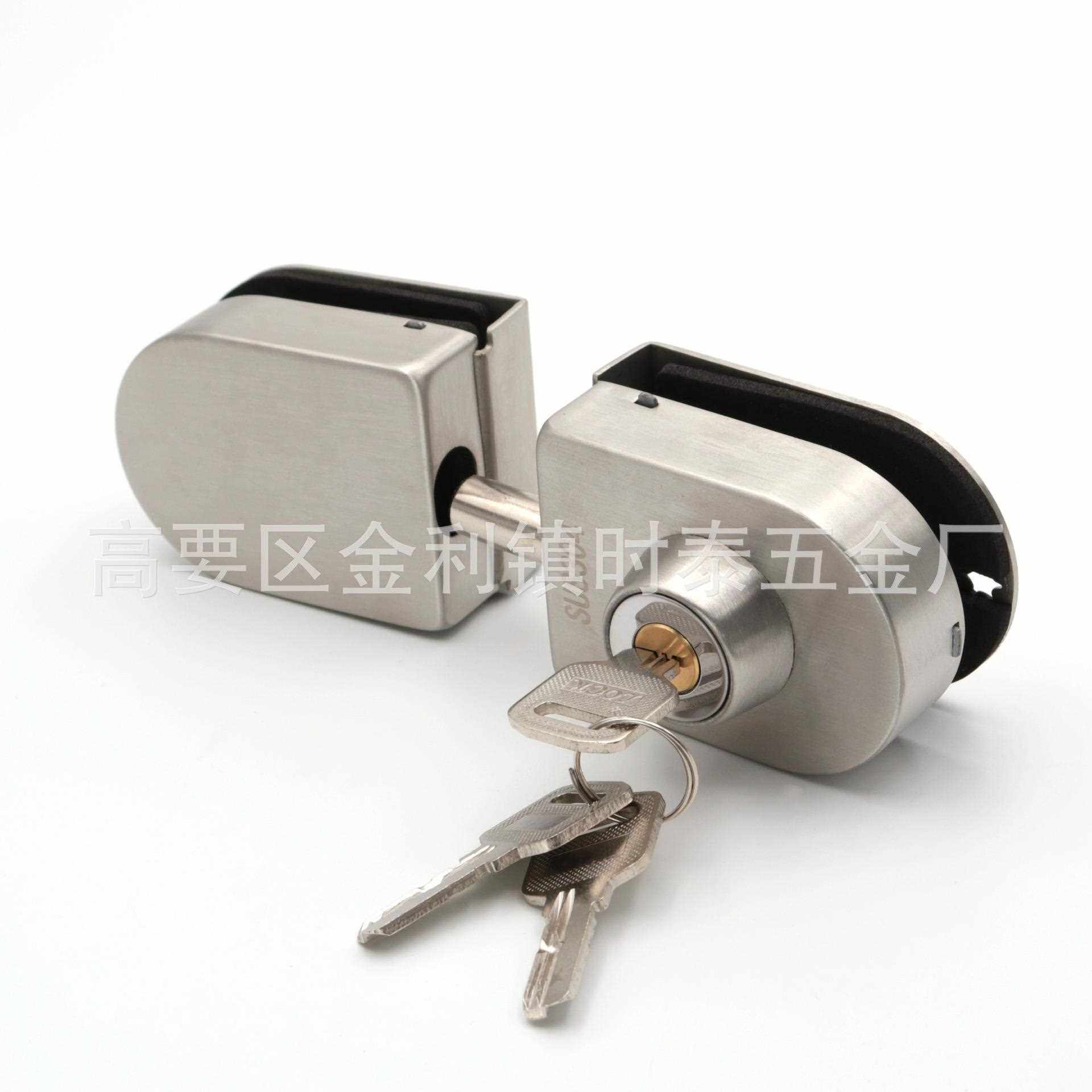 直销新款703铜胆办公室无框玻璃门锁304不锈钢双门单头锁实心锁体