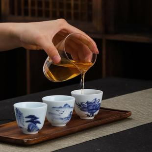 白瓷手绘釉下彩青花竹影个人品茗杯主人杯陶瓷日式 直销新款 功夫茶
