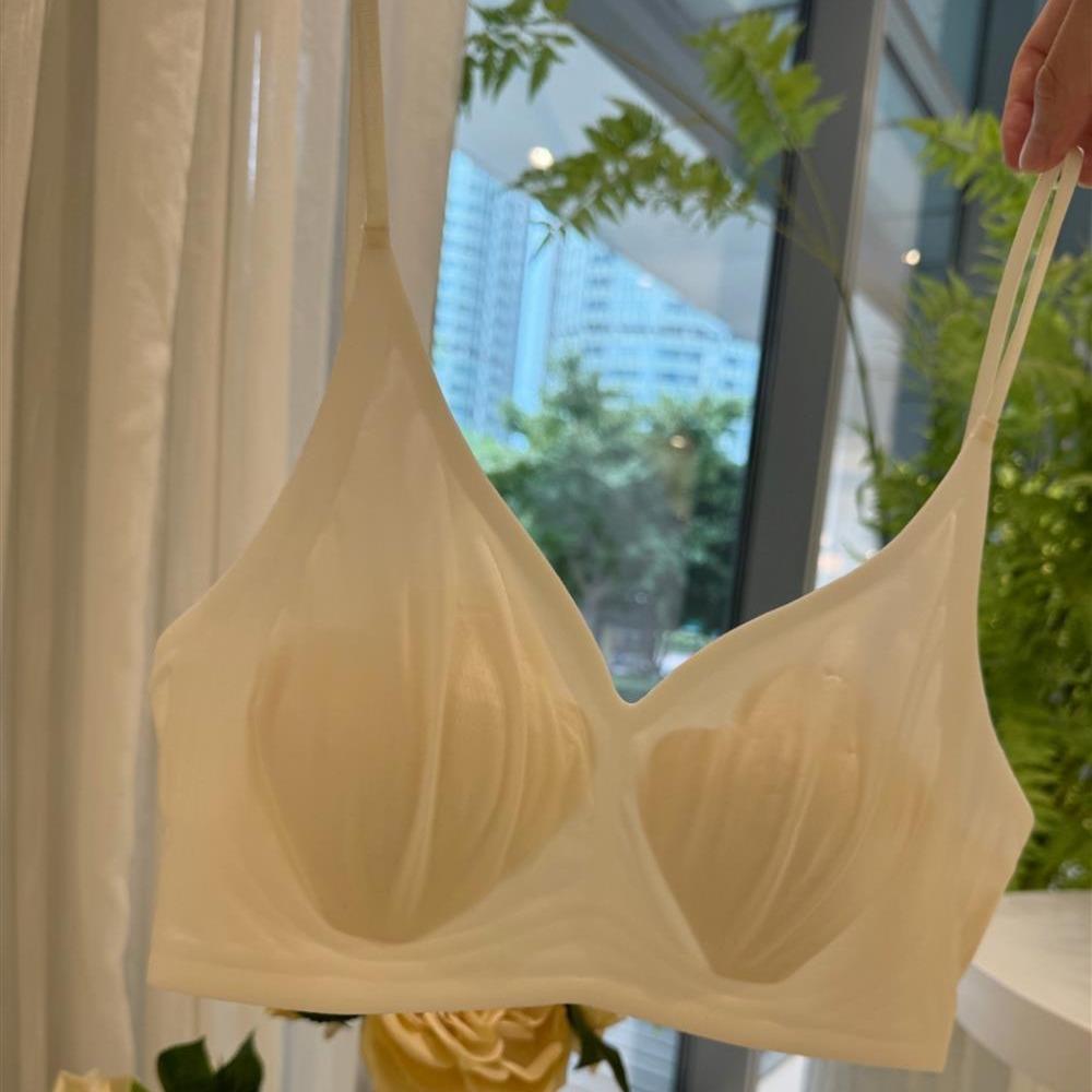 新款直销B13高定丝光绸一字背内衣超薄法式V领轻奢夏天少女美背