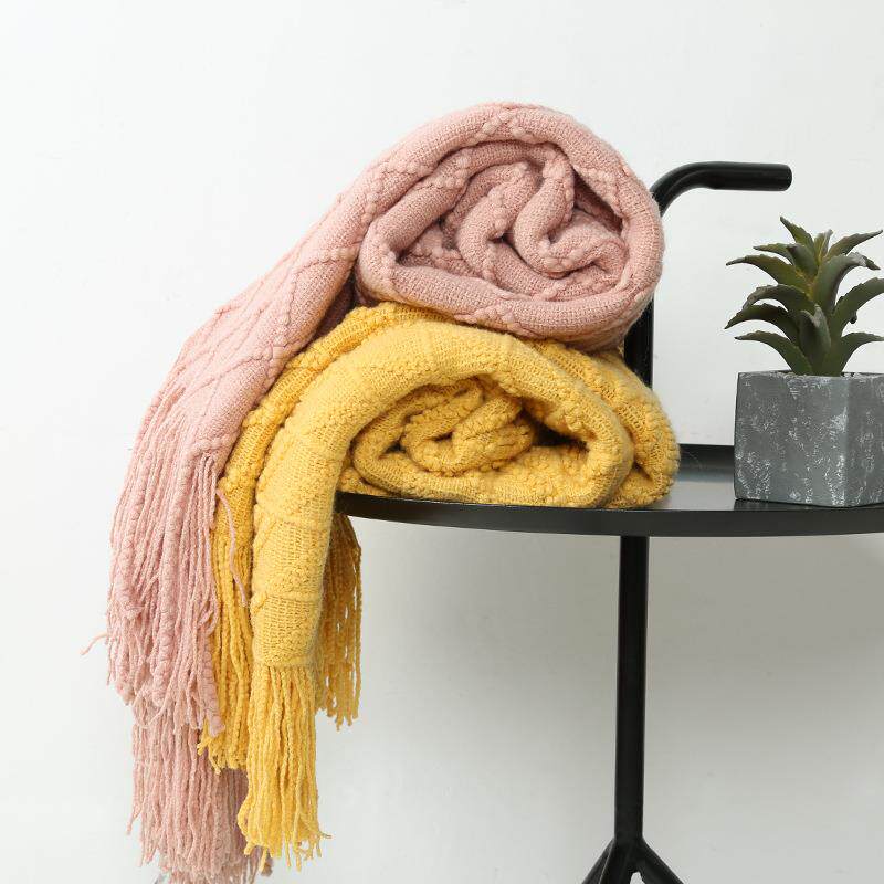 直销新款针织流苏盖毯沙发毯单人办公室沙发空调小毯子午睡毯卧室