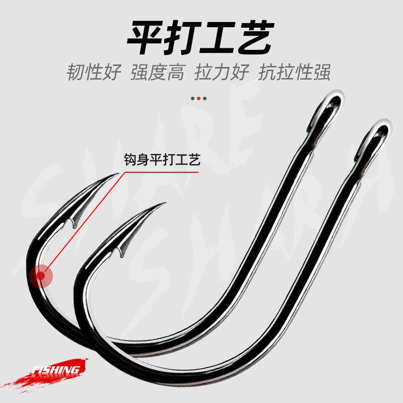 直销新款鱼钩 管付伊势尼鱼钩套装 带孔鱼钩渔具 500个盒装黑色金