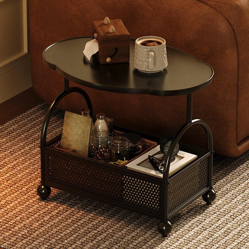 热销客厅沙发可移动小推车家用卧室零食置物收纳高级中古风边几床