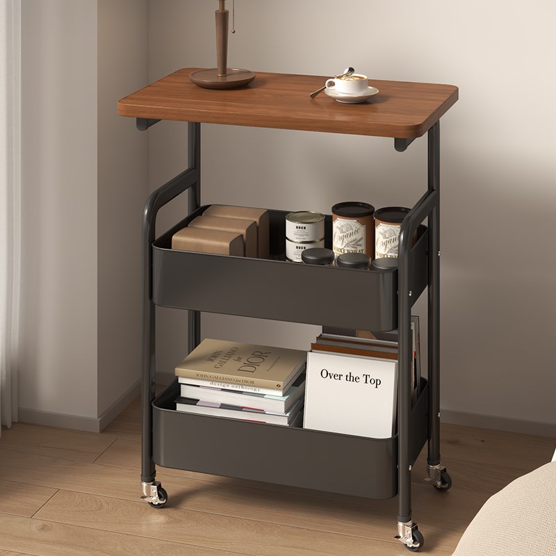 热销移动小推车家用沙发边几收纳置物架置物架落地带轮卧室零食架