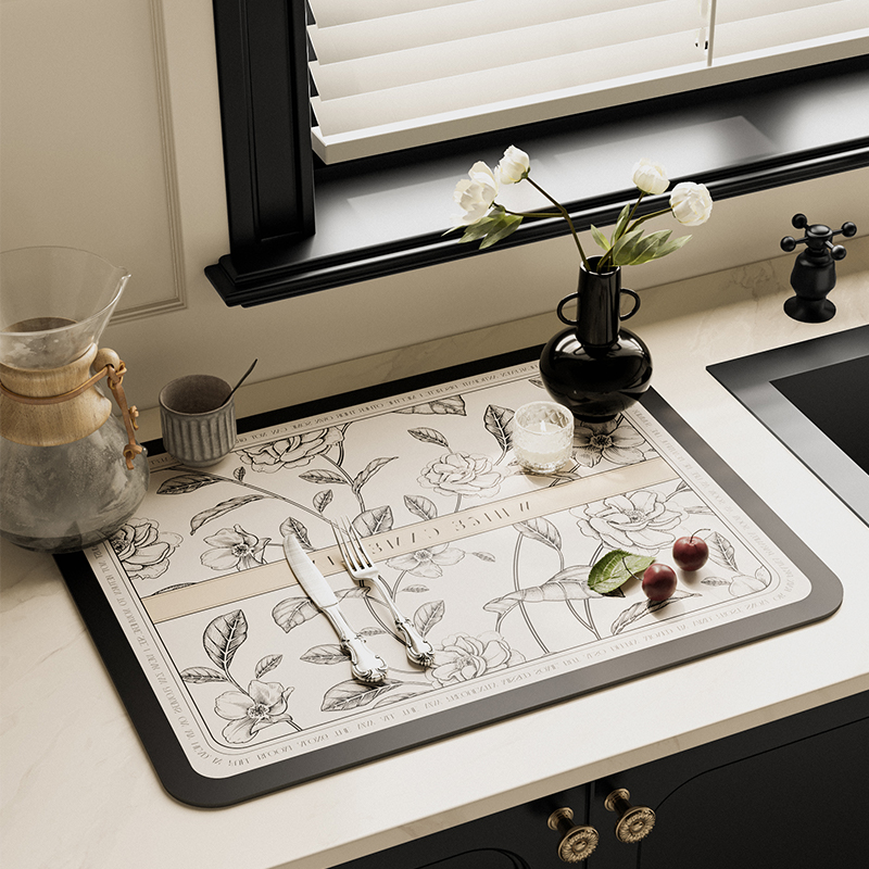 热销高级感速干软矽藻泥沥水垫厨房家居台面吸水凉垫餐桌水杯干燥