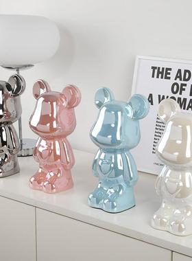 网红暴力熊存钱罐电镀轻奢高档客厅室内房间电视柜家居饰品小摆件