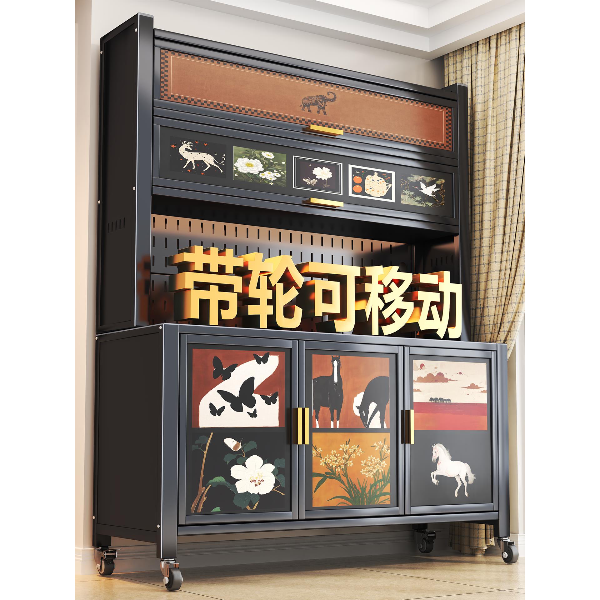 厨房置物架落地多层带轮餐边柜台面可切菜多功能收纳柜家用储物柜