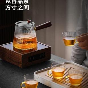 防爆侧把茶壶玻璃煮茶器耐高温泡茶壶木把单壶过滤功夫茶具套装