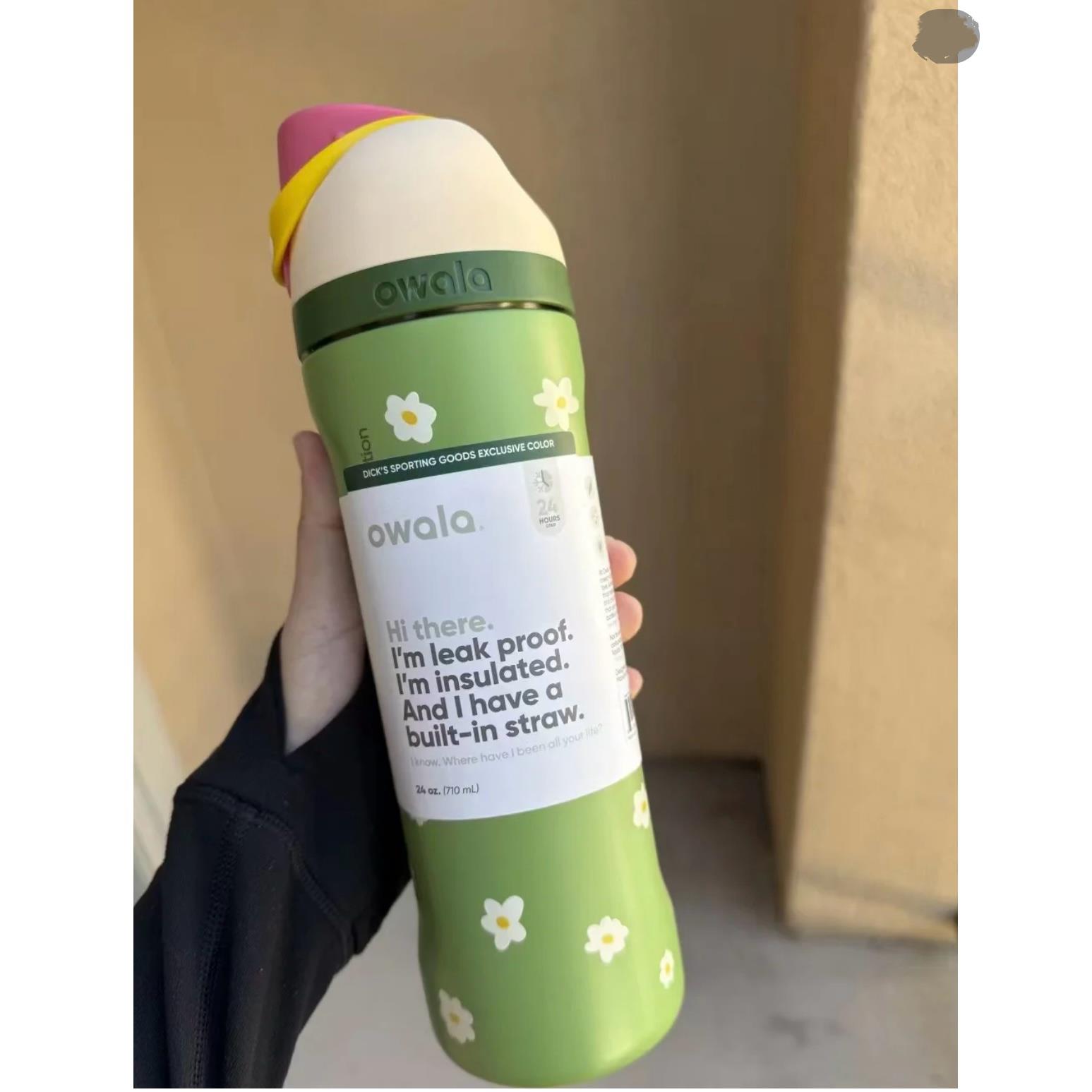 新款Owala双层真空保温杯24/32oz运动水壶户外便携式提手吸管杯