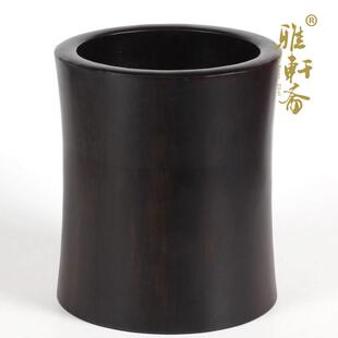 红木工艺品木雕饰品乌木实木笔筒办公桌面大型定制字体