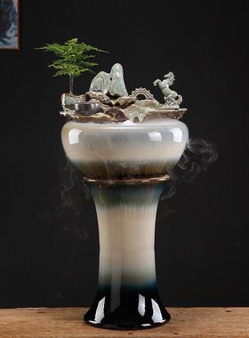 落地陶瓷流水生财摆件循环水客厅会所别墅鱼池造景微景观家居饰品