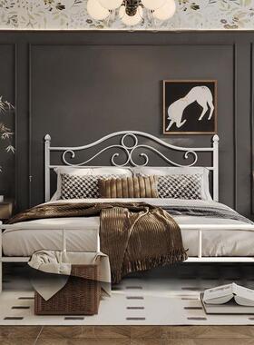 现代简约黑色铁架床法式覆古无障碍豪华铁床网红单双加厚强化铁床