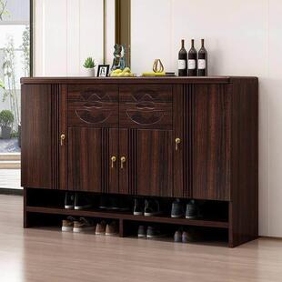 中式黑金实木鞋柜家庭客厅入口入口门大容量集成储物柜