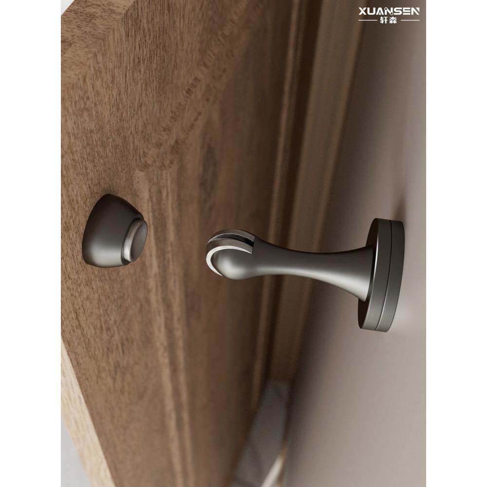 轩森门吸锌合金黑色室内卧室门吸地吸门碰墙地两用强磁吸门器