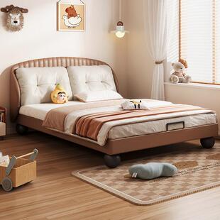 儿童房床男孩女孩软包公主床小户型卧室1米5单人床齐边储物真皮床