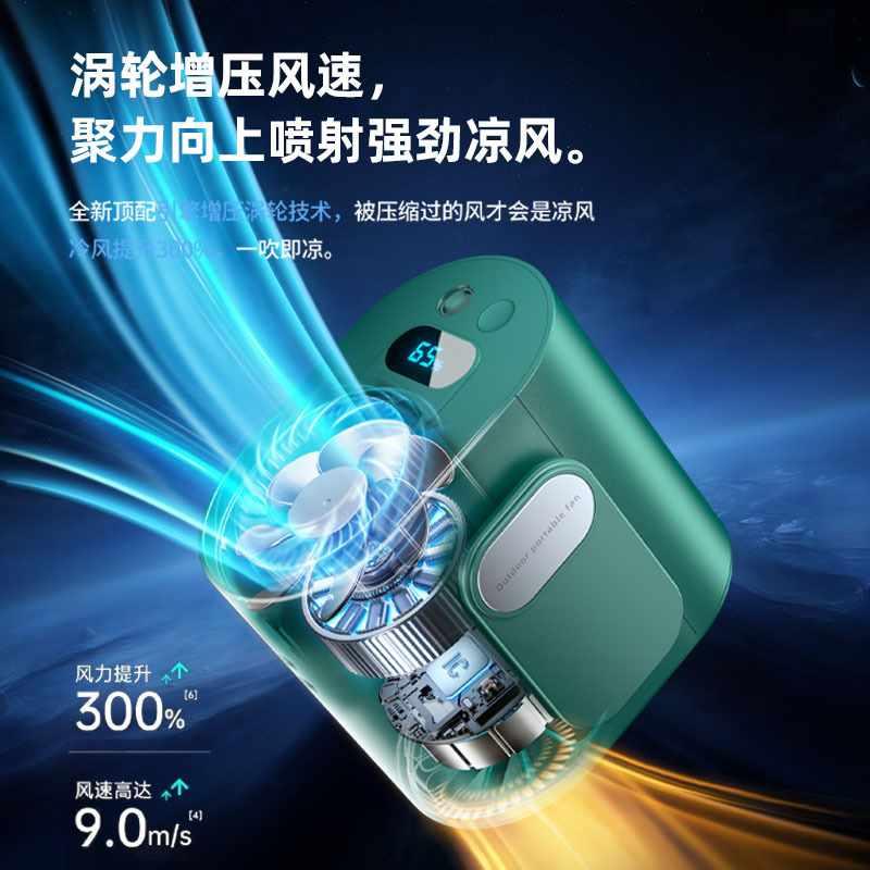 2024新款便携式迷你挂腰小风扇usb充电创意户外懒人登山风扇跨境