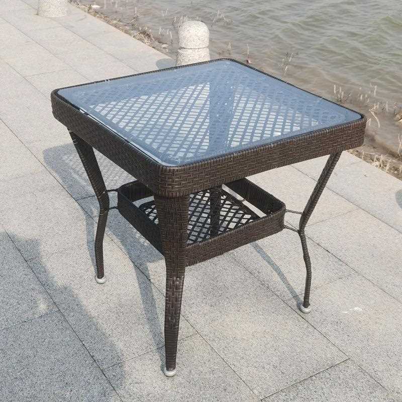 直销新款藤编茶几小茶几藤条圆形简易小圆桌钢化玻璃大方桌子休闲