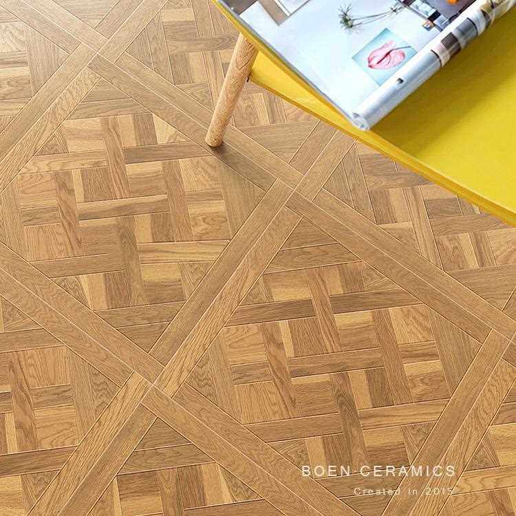 直销新款日式暖色拼花木纹砖600x600客厅地砖原木卧室阳台瓷砖餐