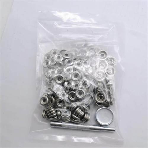 直销新款202pcs不锈钢大白扣 50套15MM大白扣+安装工具金属四合扣
