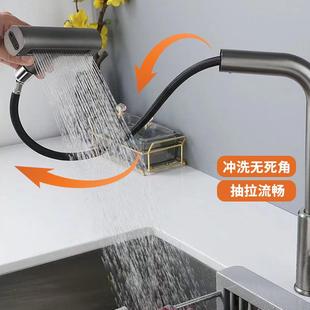 枪灰飞雨瀑布冷热水龙头洗菜盆洗碗池水槽家用厨房旋转万 直销新款