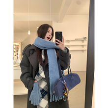 Joeyoo冬季高级感巨好看深灰色系带毛呢外套女2025新款中长款大衣