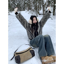 Joeyoo【12/23上新  甜酷主义】 环保皮草女短款毛毛外套