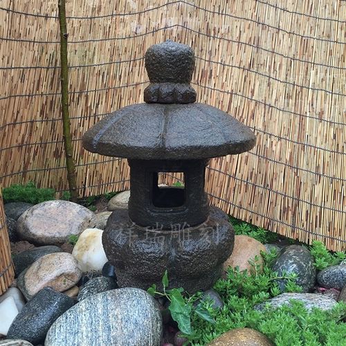 户外石雕石灯笼日式仿古大理石灯塔花园景观庭院草坪地灯装饰摆件