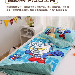 A类秋冬季加厚儿童睡袋婴幼儿园宝宝防踢被子冬天午休豆豆被机洗
