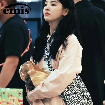 emis包包小豹纹帆布包宋慧乔章若楠白色大容量单肩包帆布袋