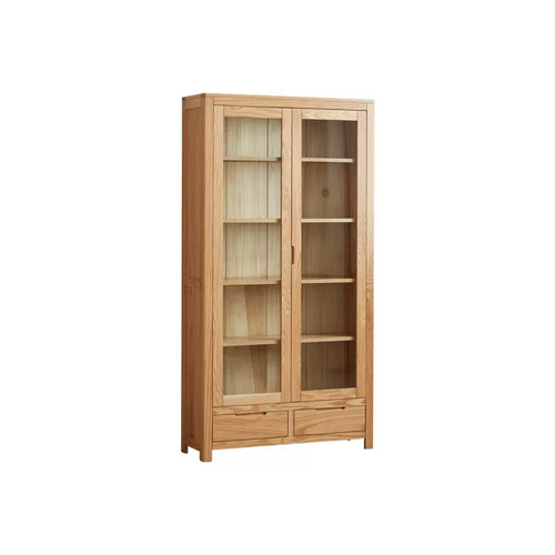 特价实木书架组合橡木展示书橱书房简约原木收纳柜储藏柜置物柜子