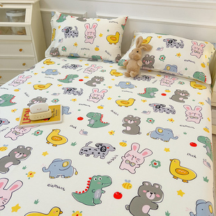 卡通纯棉床单单件100全棉儿童学生宿舍1.5米被单枕套三件套炕单子