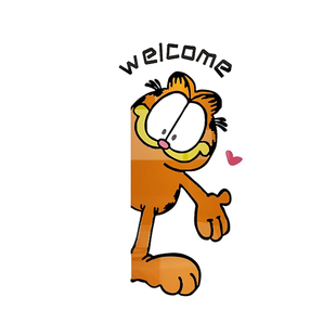 欢迎回家电梯入户门贴纸加菲猫儿童房间墙面装 饰卧室玄关背景布置