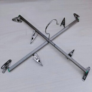 不锈钢十字四夹八夹晒裤架多功能加厚家用晾晒裤夹牛仔裤便携衣架