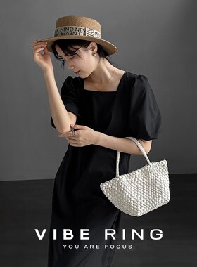 Vibe Ring小众手工编织包女2023新款水桶包大容量手提菜篮子包