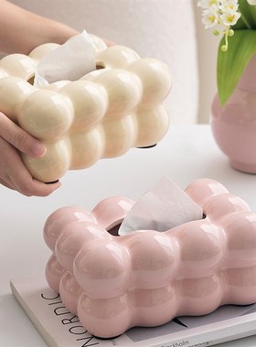 北欧家居陶瓷纸巾盒摆件客厅高档抽纸盒创意家用高级感餐桌面