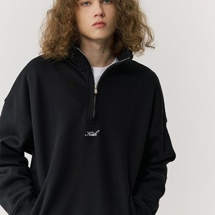 KITH 半拉链美式卫q衣男女加绒秋冬款立领夹克套头重磅情侣装外套