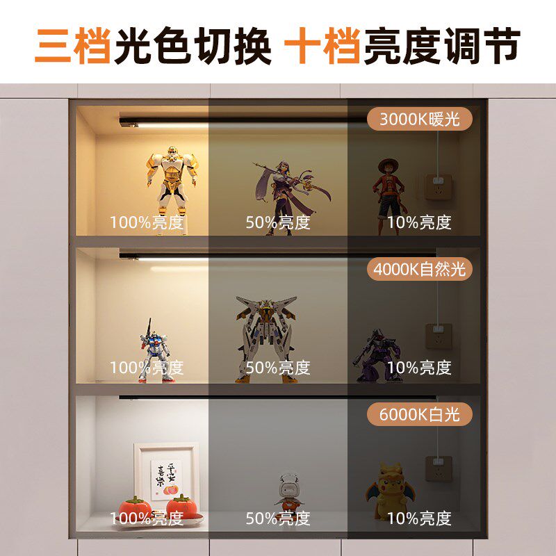 遥控220v插电i橱柜灯led柜底灯手扫感应有线吊柜鞋柜长条厨房灯带