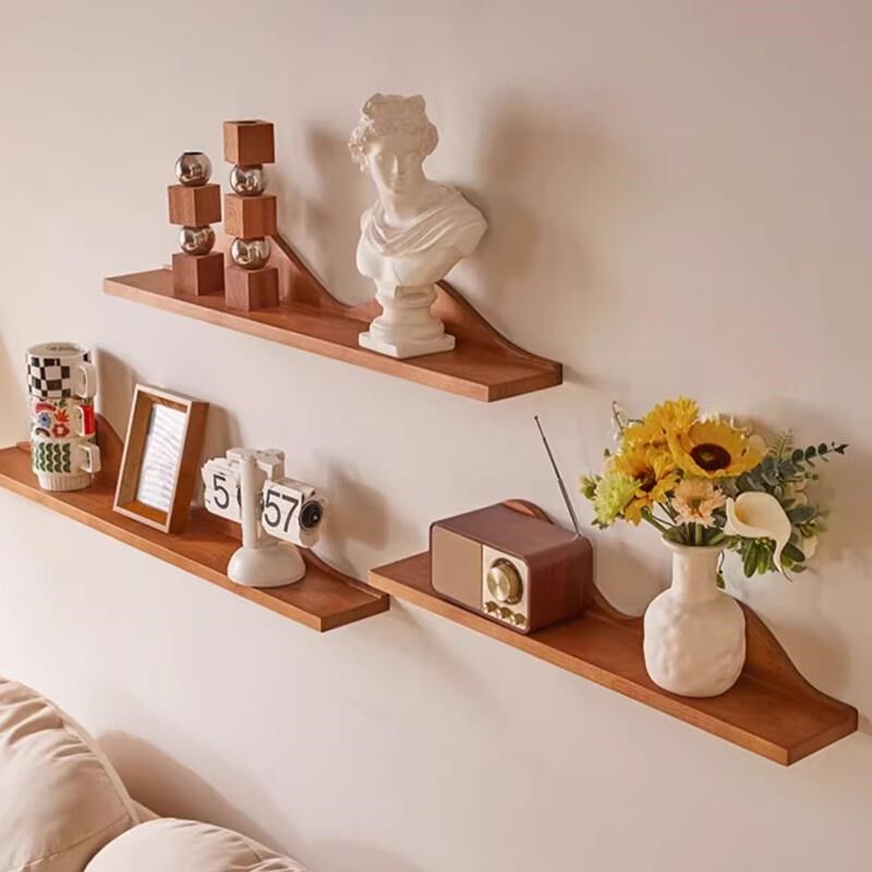 墙上置物架实木墙面一字板墙壁隔板书架厨房浴室客U厅墙挂式摆件